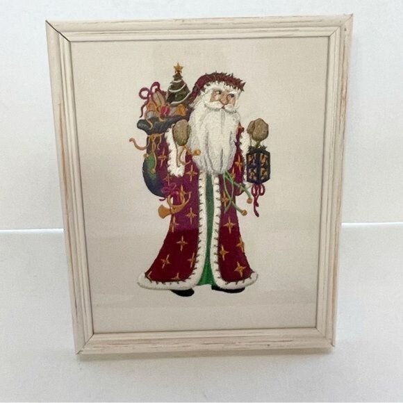 Santa Claus Embroidered Picture Christmas Stitch Handmade Wall Decor - Picture 2 of 6